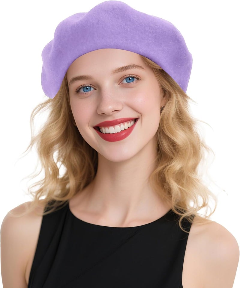 CKYPTFK Beret Hats for Women Holiday Wool French Style-Black/Red Church Hat-Clueless Outfit & Men's Beret - Image 1